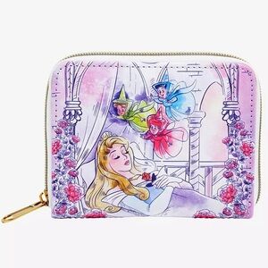 Loungefly Disney Sleeping Beauty Flowers & Three Good Fairies Mini Zipper Wallet